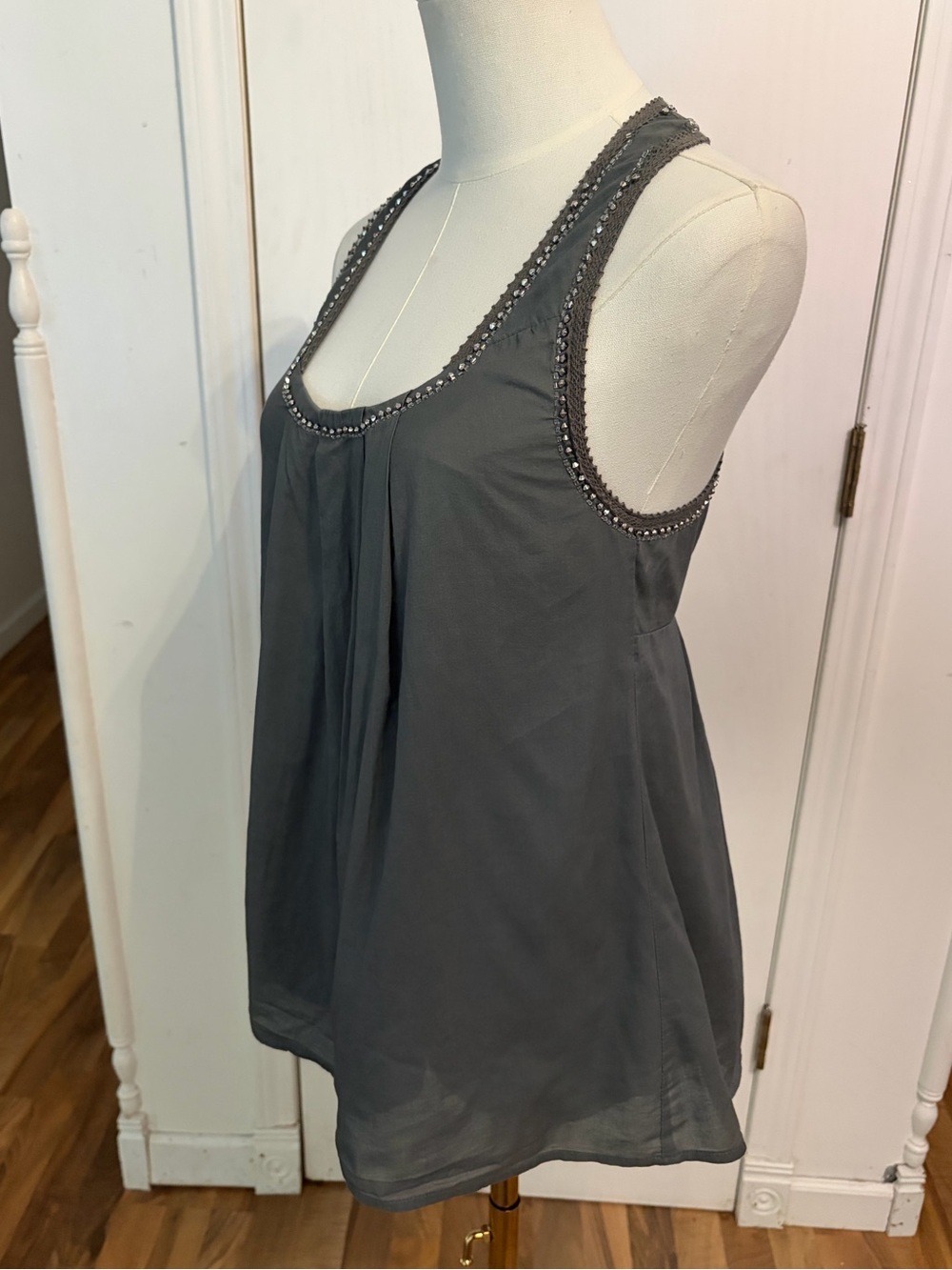 Guess Y2K Going Out Top Embellished Neck Tank Top, Empire Waist, S, EUC